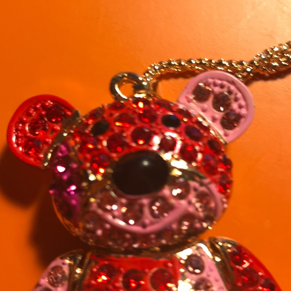 Valentines Day!!  Colorful teddy bear necklace 3 AVAILABLE - Picture 6 of 7
